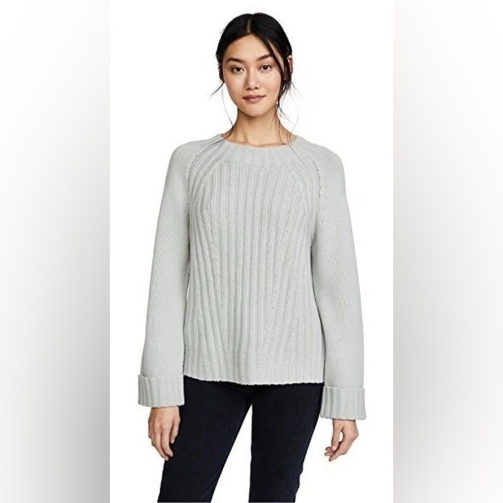 Vince Women’s Wool Cashmere Ribbed Knit Sweater Gray Size M - Picture 2 of 9